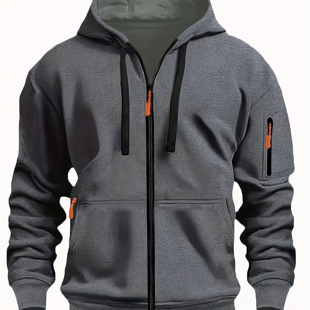Everyday men's zip-up hoodie, soft fabric for ultimate comfort.