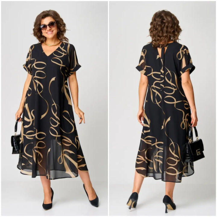 Elegant women's midi dress, perfect for autumn/winter. Flattering fit & stylish design for versatile wear.