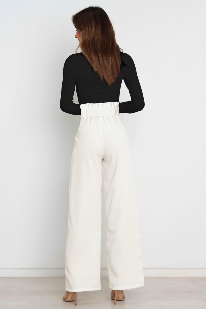 Stylish high waist paperbag pants for women, with a fashionable bow and comfy wide leg.