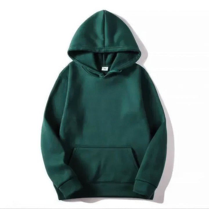 Front view of a comfy unisex relaxed fit hoodie. Perfect casual sweatshirt for everyday warmth and style.
