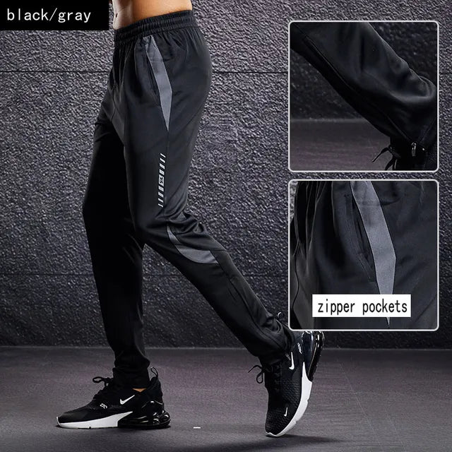 Stylish men's sport pants: tapered fit joggers with functional zipper pockets for training, gym, or casual use.