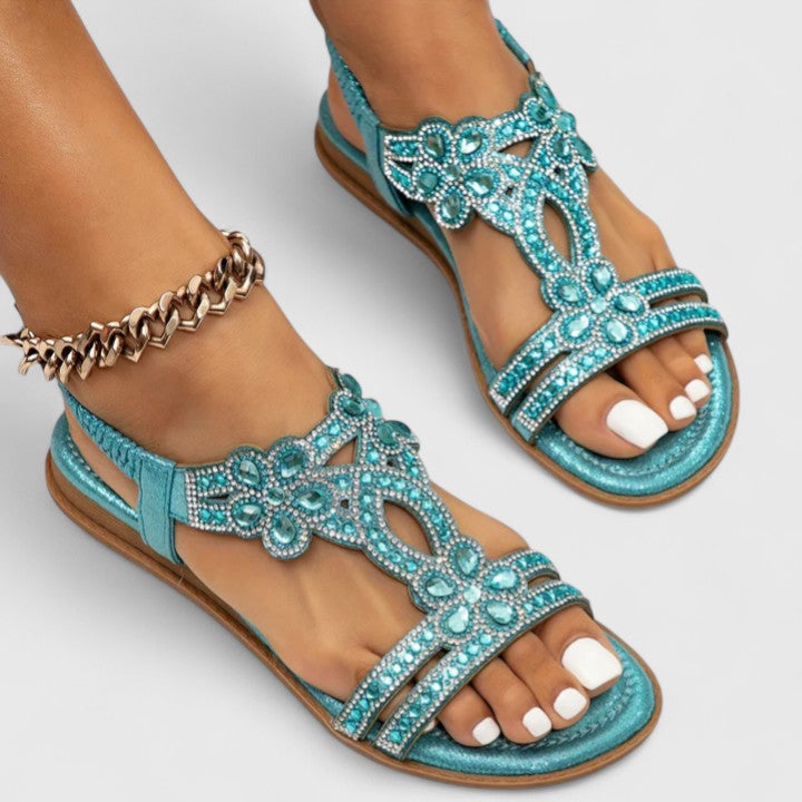 Durable women's orthopedic sandals with fashion-forward beads, offering lasting comfort & everyday style.