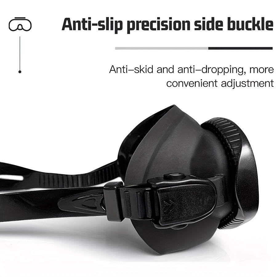 Versatile swim & dive mask with anti-fog tempered lenses & camera mount for various water activities.