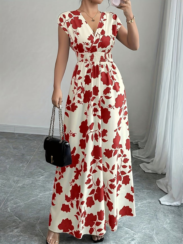 Chic V-neck sleeveless midi dress for women. Elegant, comfortable & versatile for summer.