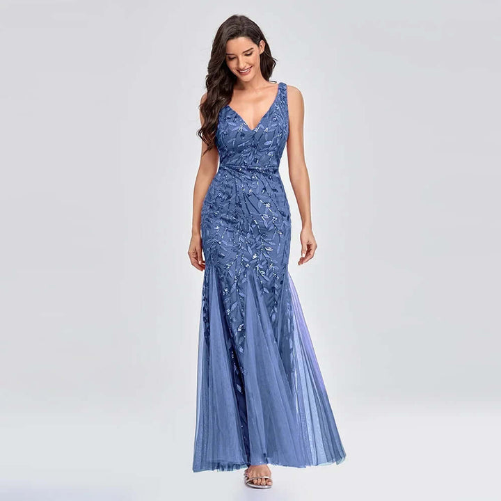 Women's Sequin Sleeveless Maxi Evening Gown