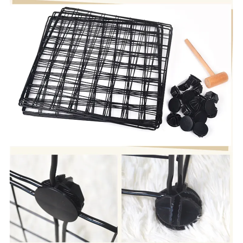 Expandable wire dog playpen with door; easy setup pet enclosure for puppies, indoor & outdoor activities.