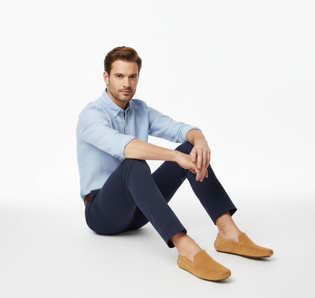 Stylish men's classic slip-on shoes, lightweight and easy to wear for casual comfort.