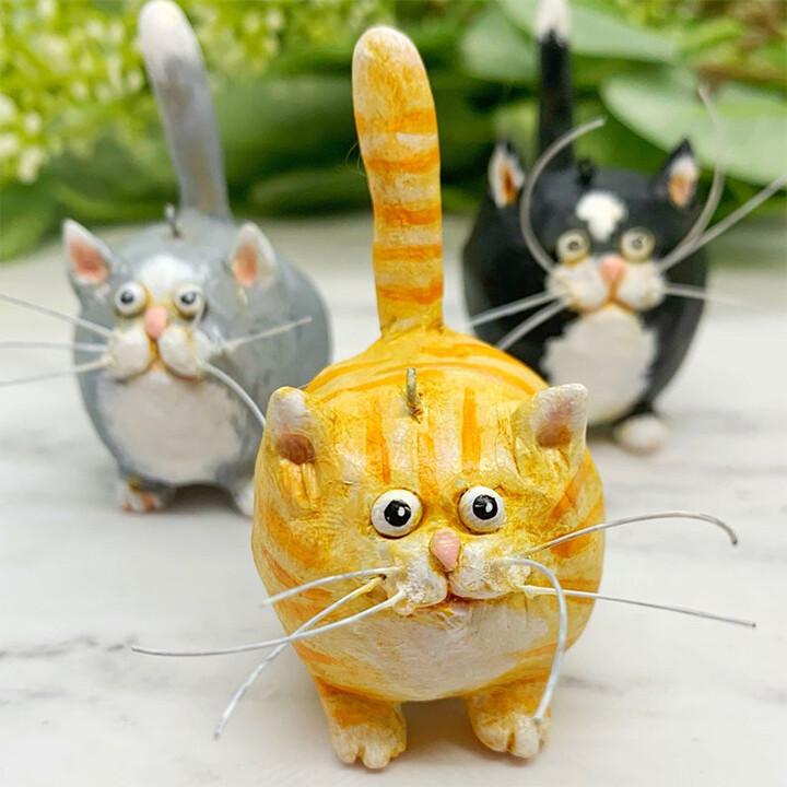Handmade cat Christmas tree ornament, perfect holiday decor for feline lovers.