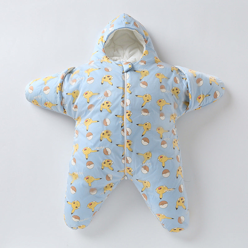 Charming star design baby sleeping bag, offering superior warmth and comfort for your little one.