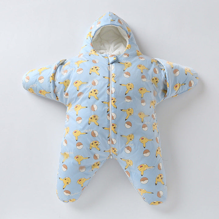 Charming star design baby sleeping bag, offering superior warmth and comfort for your little one.