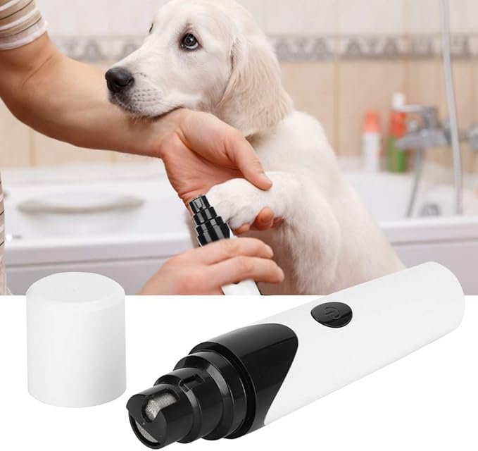 Rechargeable electric pet nail grinder with bright LED for precise, quiet, and safe claw trimming on dogs & cats.