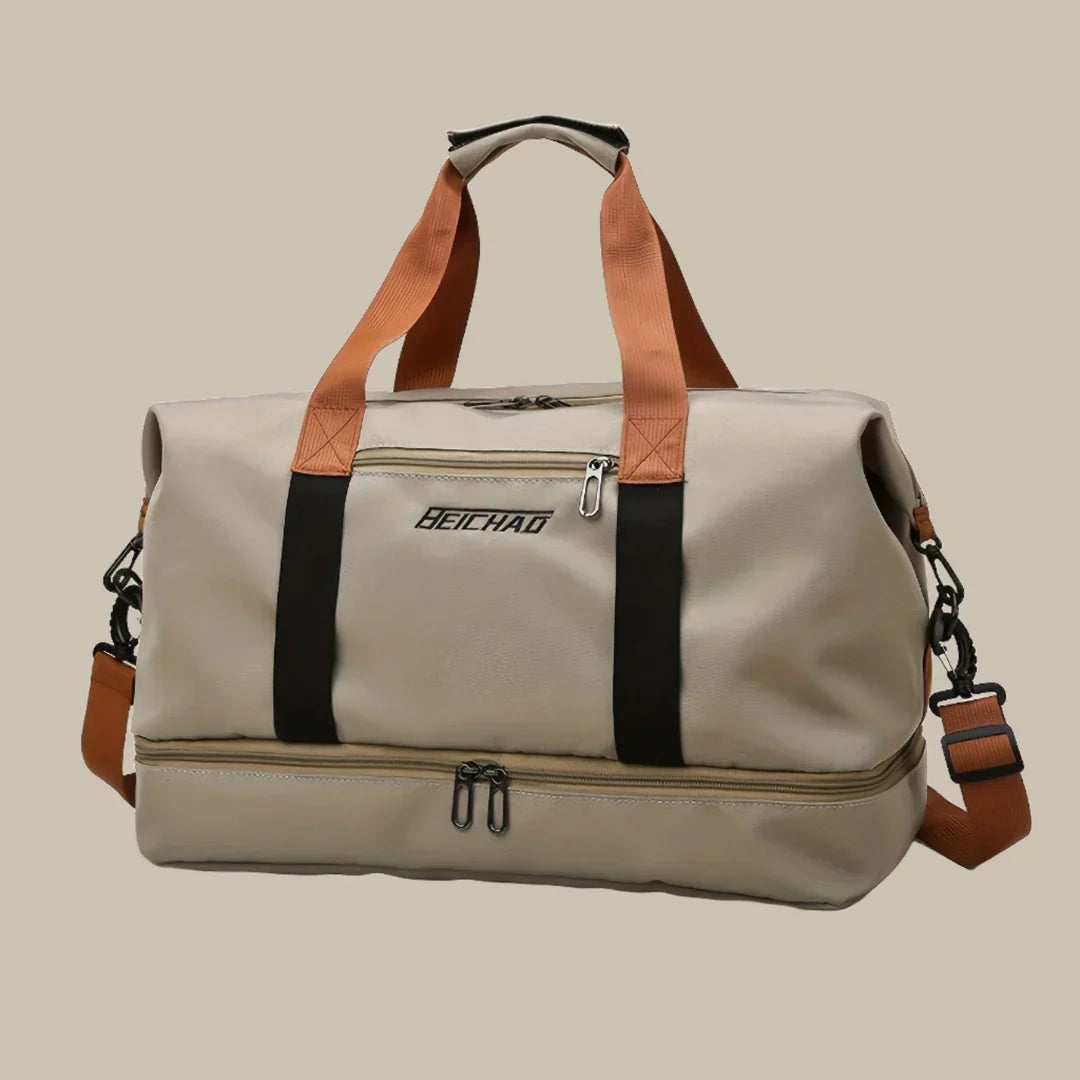 Sleek men's gym duffel bag with a modern design & ample space for workout gear and essentials.