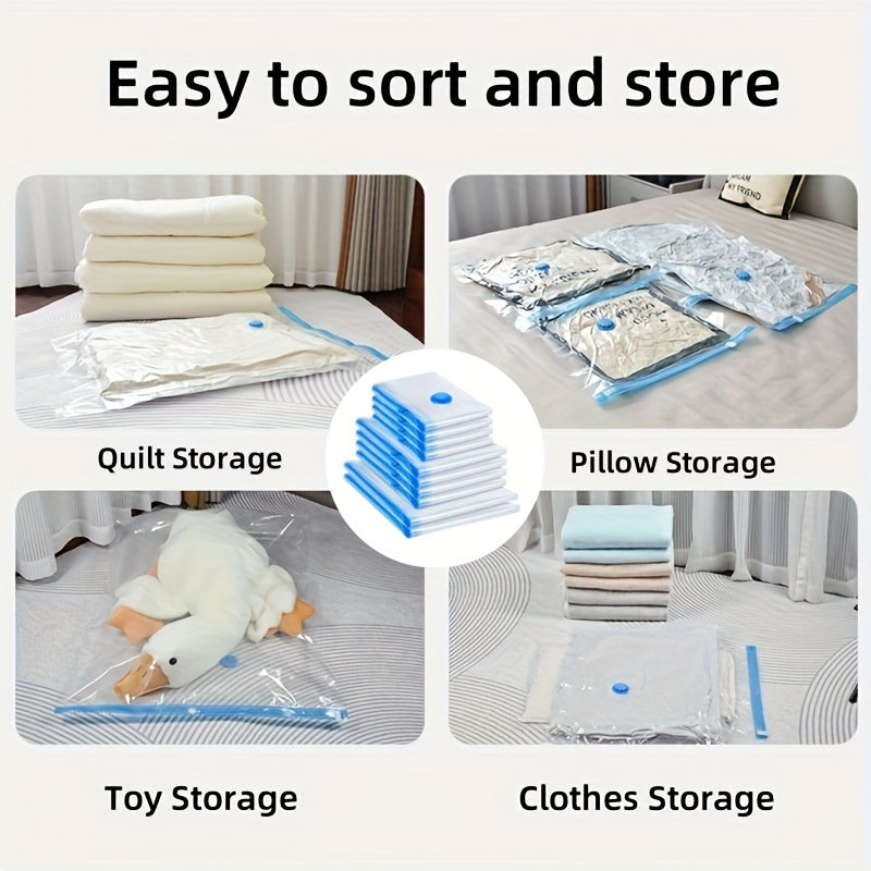 Home organization essential: extra large vacuum bags for tidy storage of clothes & textiles.