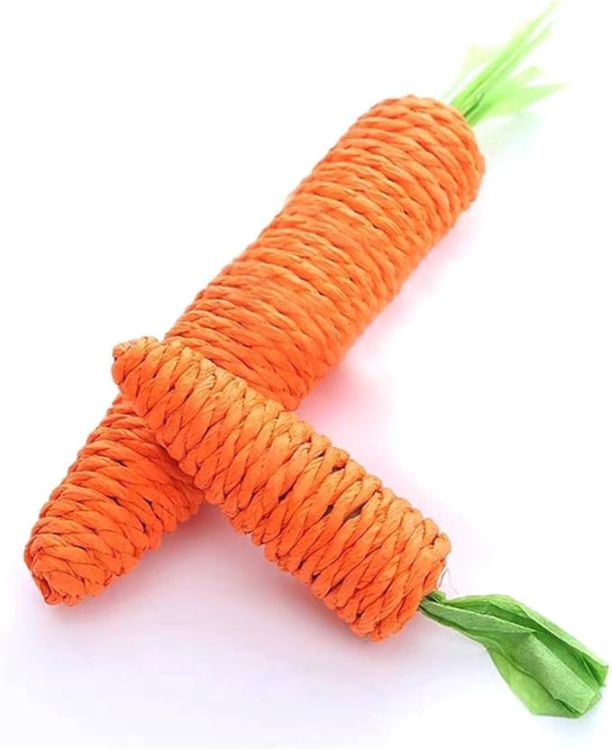 Happy cat playing with sisal carrot scratching post, promoting claw health & interactive play.
