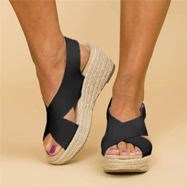 Casual elegant women's espadrille wedges, designed for stylish comfort and summer wear with support.