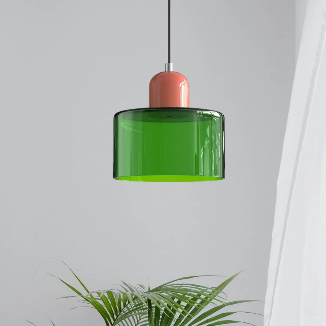 Retro lighting fixture, glass shade & adjustable cord, perfect for sophisticated home decor.
