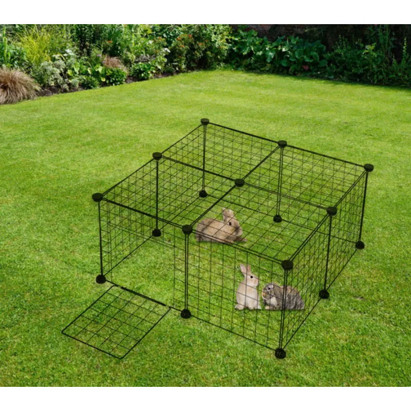 Portable pet kennel: flexible wire dog playpen with gate for puppies, indoor & outdoor use.