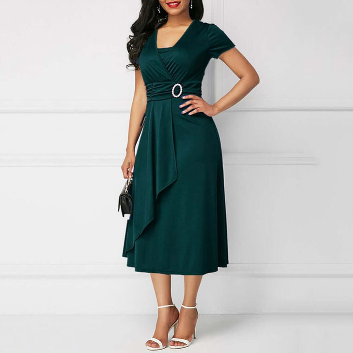 Women's V-Neck Wrap Midi Dress
