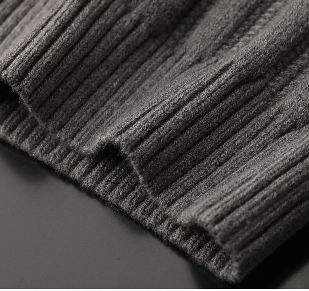 Men's winter fashion: Ribbed knit polo collar sweater, long sleeve, a stylish & warm casual top.