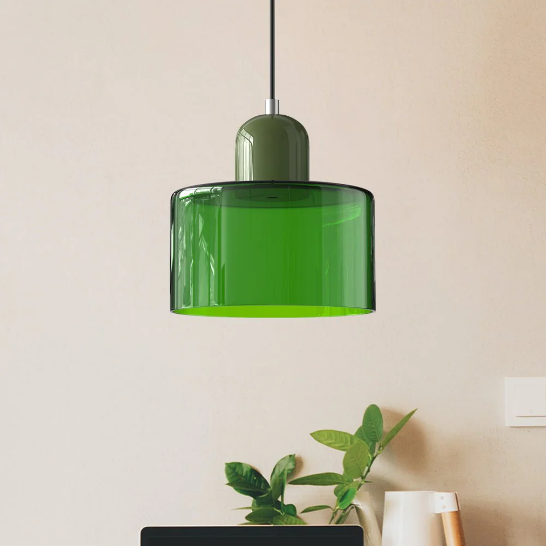 Classic retro pendant lamp, clear glass, adjustable cord, perfect for ceiling lighting.