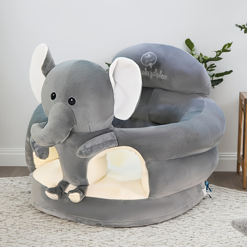 Comfortable plush animal-themed infant seat for baby's first sit. Ideal for nursery decor & safe play.