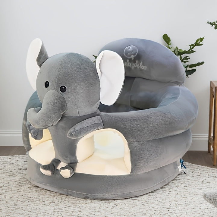 Comfortable plush animal-themed infant seat for baby's first sit. Ideal for nursery decor & safe play.