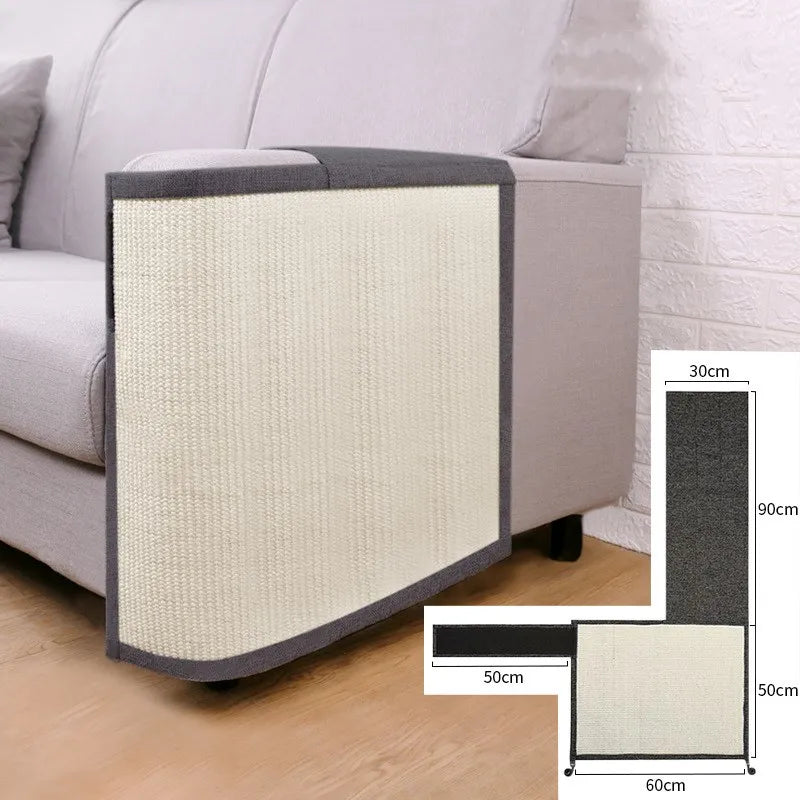 Premium sisal cat scratcher mat, an essential sofa armrest mat for furniture protection.