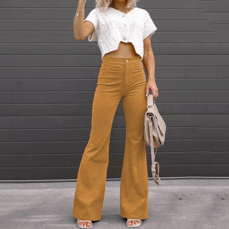Women's High-Waisted Flared Trousers