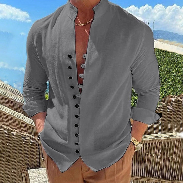 Classic men's long sleeve button-down shirt, offering versatile style and comfortable everyday wear.
