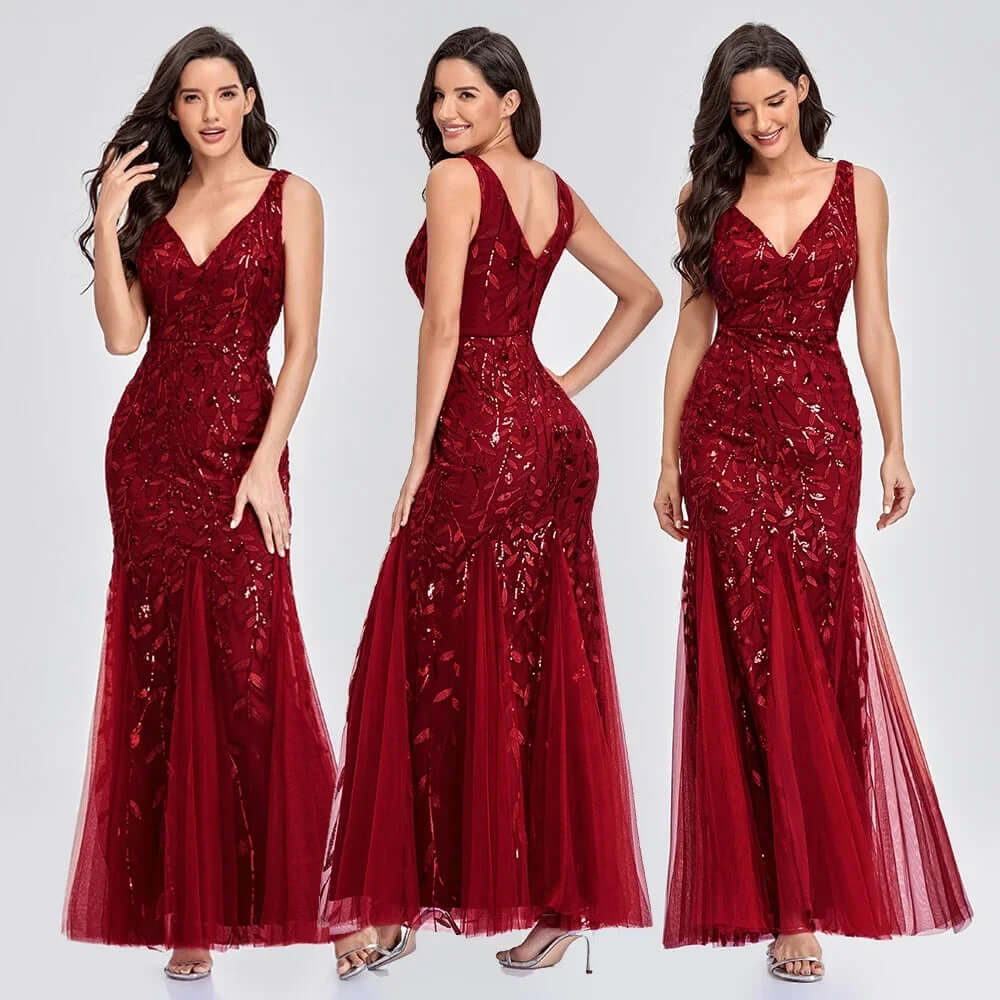 Women's Sequin Sleeveless Maxi Evening Gown