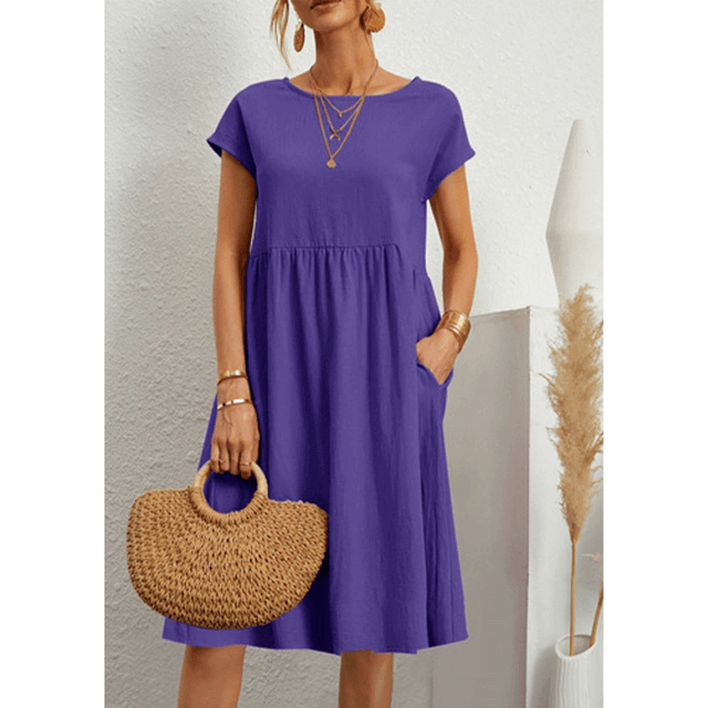 Women's Cotton Linen Midi Dress