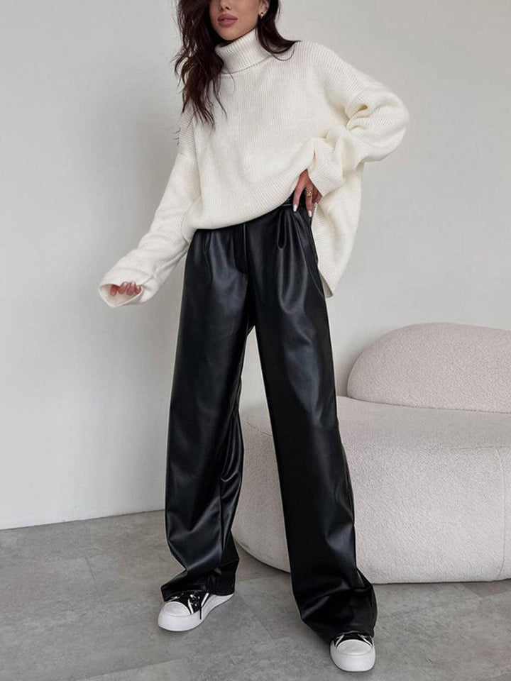 Women's Wide-Leg Faux Leather Trousers
