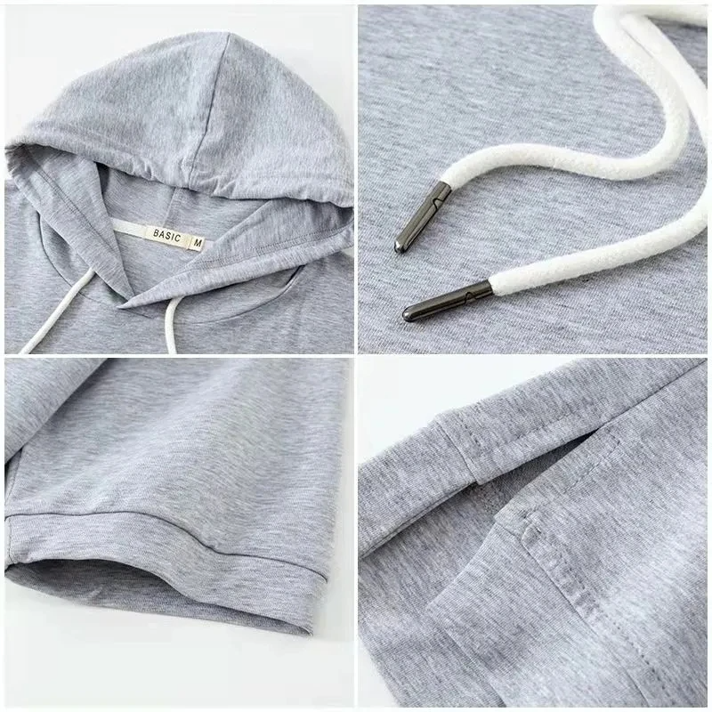 Stylish women's short-sleeve boxy fit hoodie. Soft, breathable cotton blend for modern casual and everyday comfort.