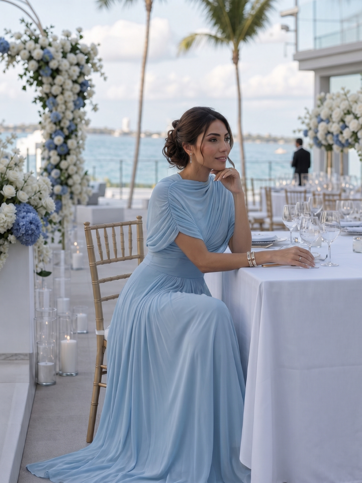 Chic one-shoulder draped maxi dress for women, perfect as an elegant evening gown or formal wear.