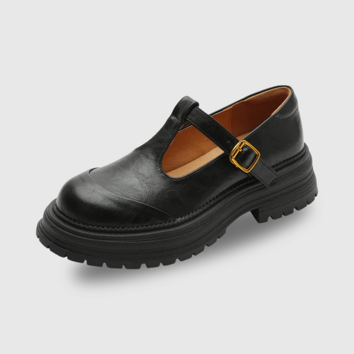 Women's classic t-bar shoes with adjustable strap, vintage style, comfortable for daily wear.
