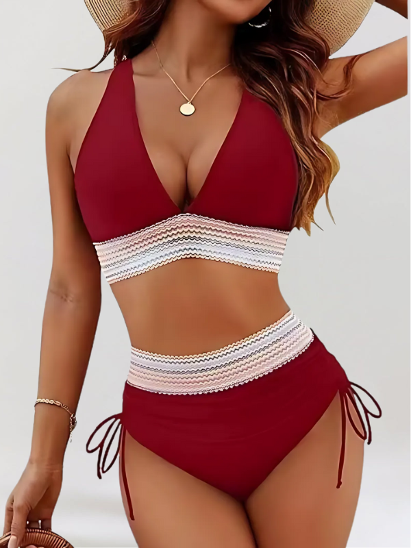 High-waisted women's bikini set for effective tummy control, comfortable and stylish beachwear.