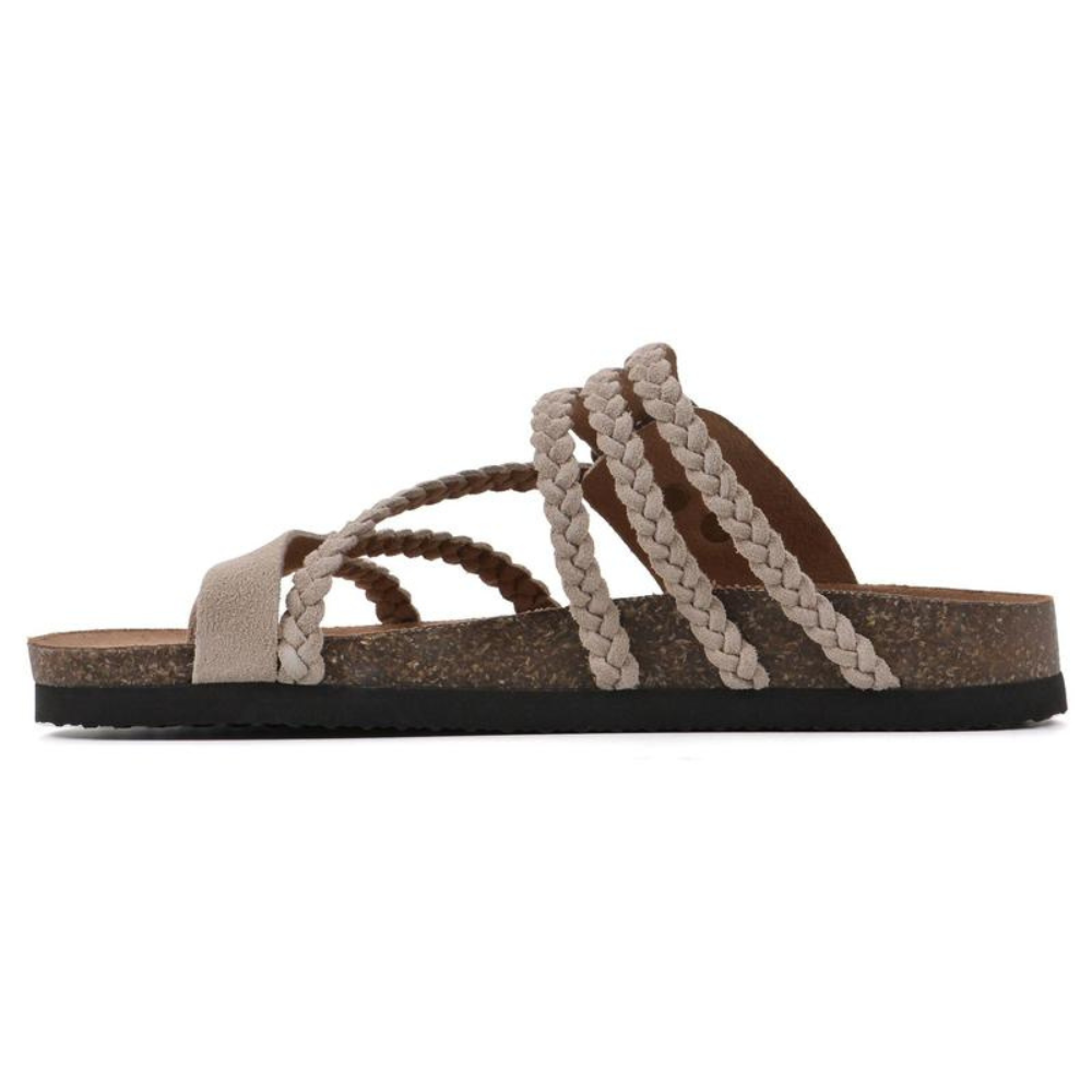 Boho chic women's sandals with cushioned sole and adjustable straps, great for everyday walking.