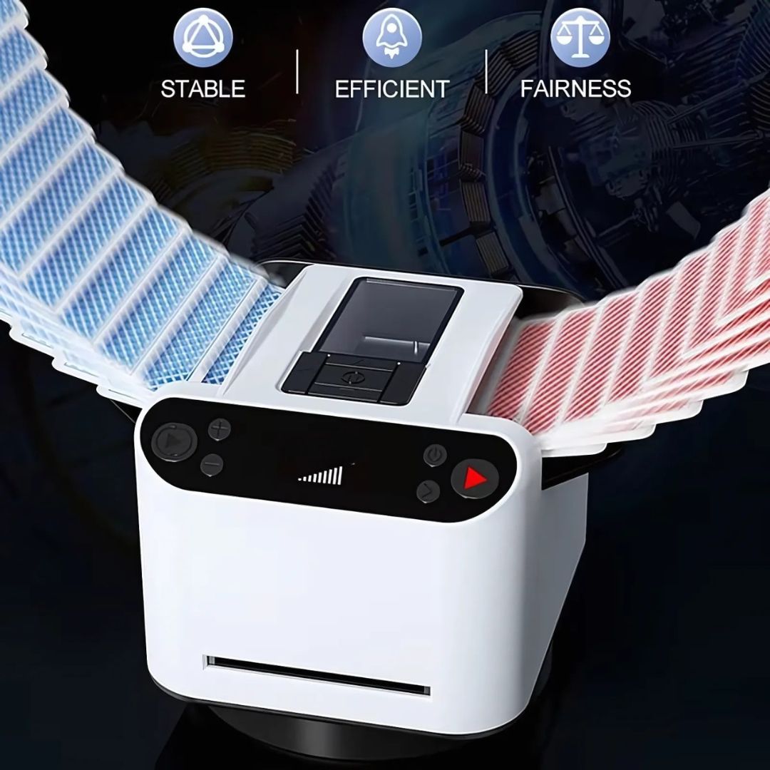 Automatic card shuffler and dealer machine for various board and card games.