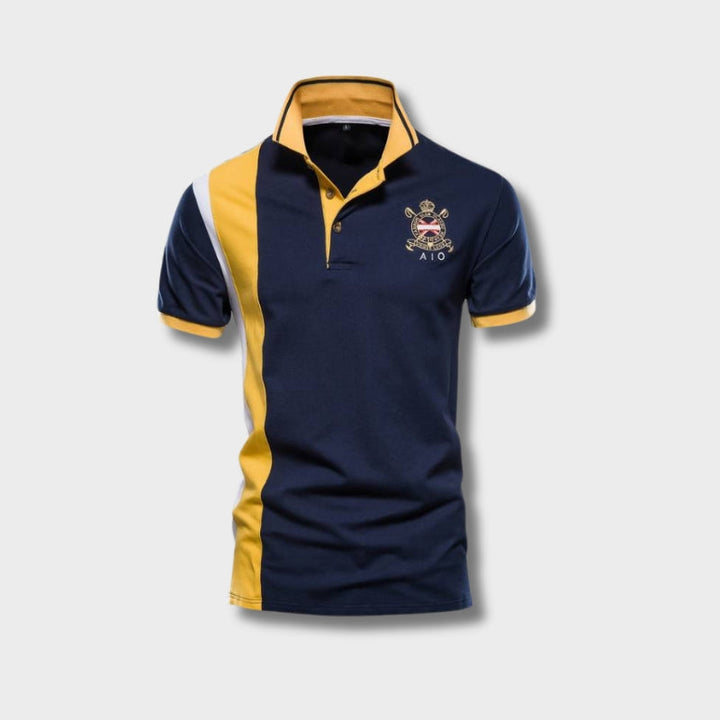 Men's modern minimalist polo shirt with short sleeves, ideal for effortless smart casual style and everyday comfort.