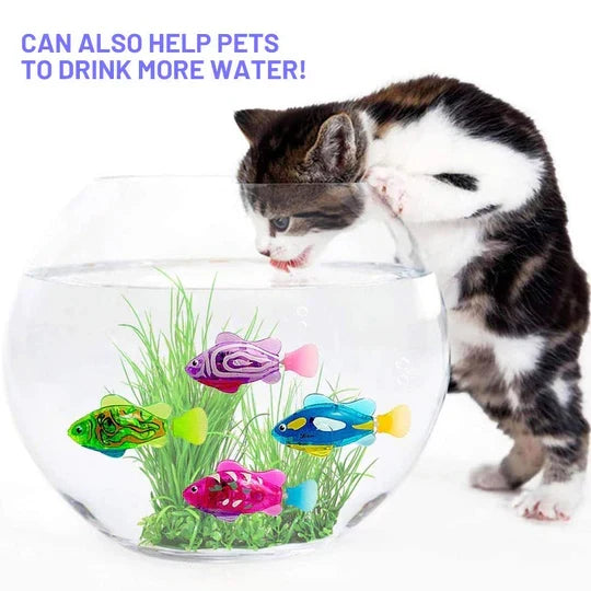 Pet enrichment water toy: floating fish for stimulating cat and dog aquatic playtime.