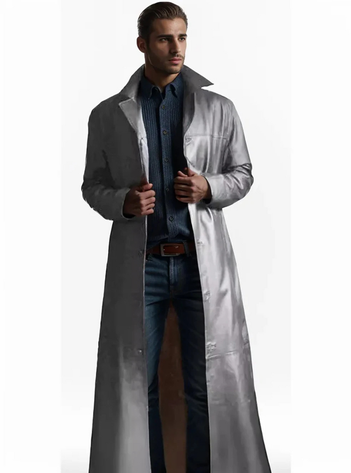 Men's modern classic long overcoat, versatile for both formal and smart casual winter looks.