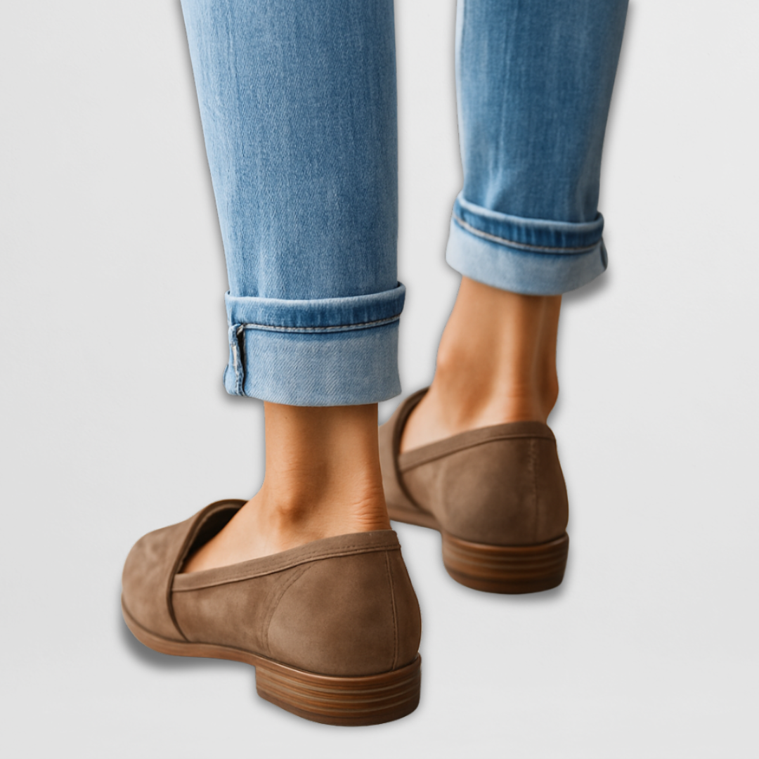 Women's pointed-toe comfort flats. Slip-on loafers offering elegant and versatile everyday style.