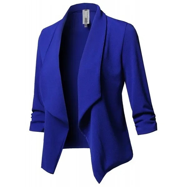 Chic long sleeve women's blazer. Open front, lightweight, perfect for elegant office or modern casual style.