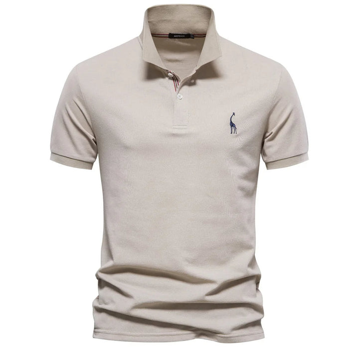 Luxurious men's cotton polo, comfortable and breathable, with unique deer embroidery for summer.