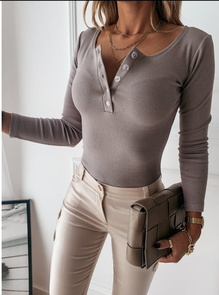 Women's everyday long sleeve shirt, perfect for casual wear, layering, and a basic wardrobe essential.