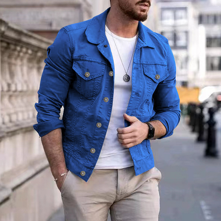 Regular fit men's dyed denim jacket, perfect casual outerwear for a stylish and versatile look.