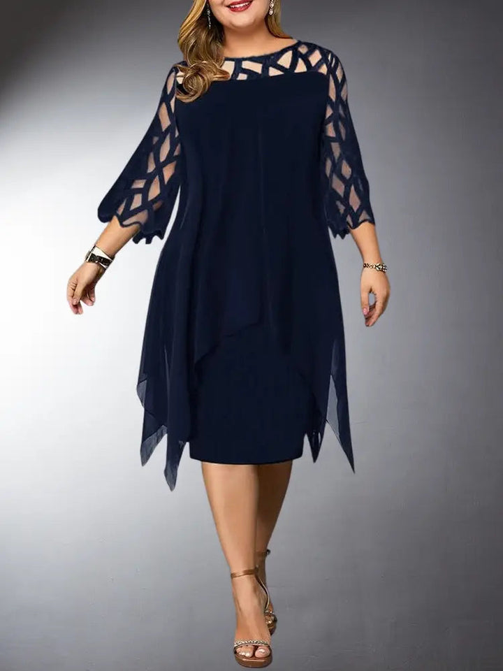 Comfortable plus size midi dress for women, combining elegant style with a flattering fit for any occasion.