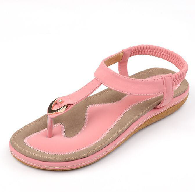 Everyday women's T-strap summer sandals, featuring an elastic back and soft cushioned design.