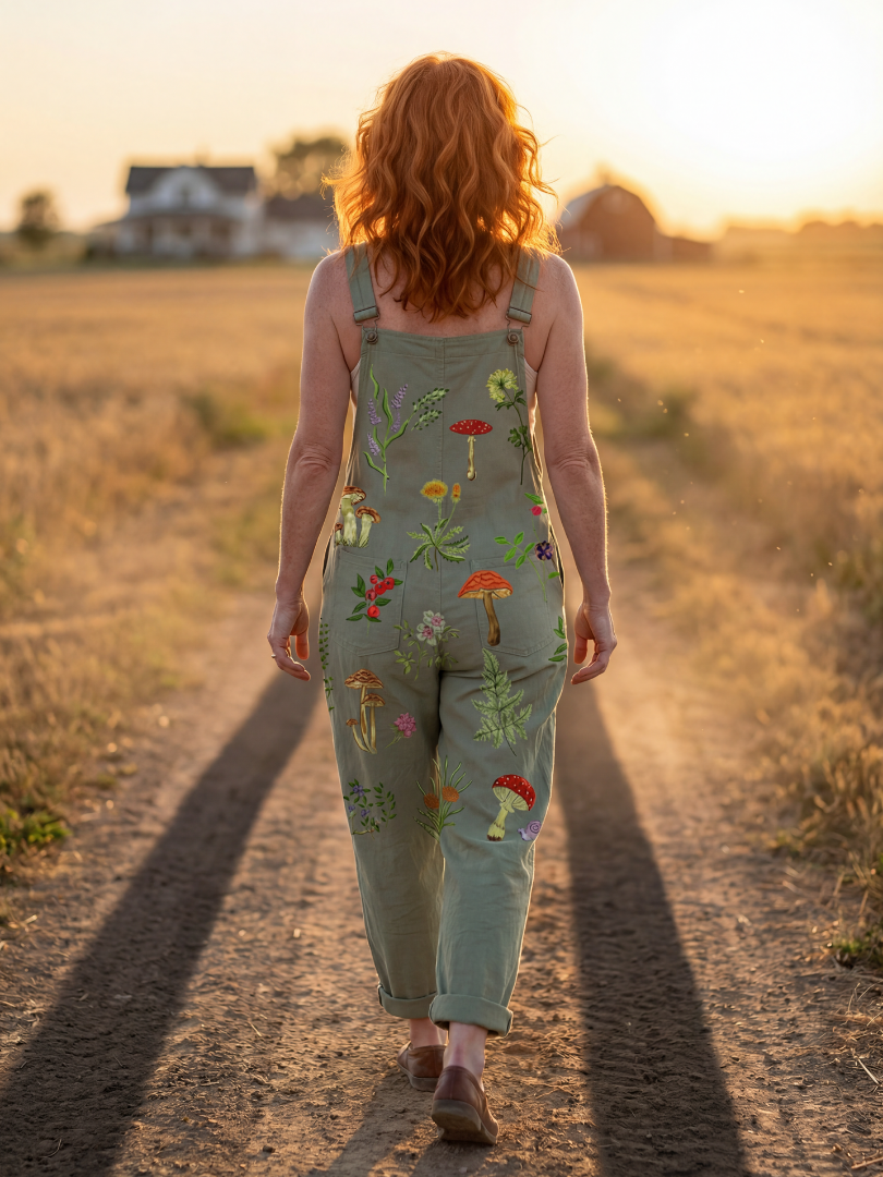 Casual women's sage green jumpsuit with a relaxed, wide-leg design and field straps, perfect for summer comfort.