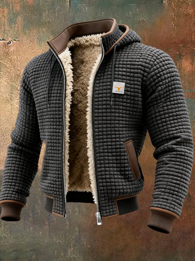 Modern men's quilted winter jacket. Warm, long sleeve design, perfect for casual and seasonal layering.